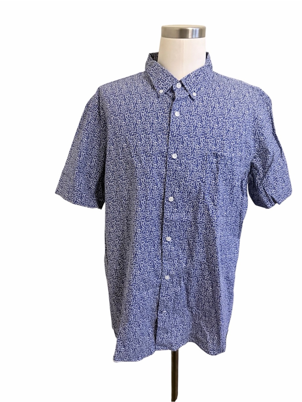 Nordstrom 2XL Men's Blue floral Short-Sleeve trim fit Button-Down Shirt